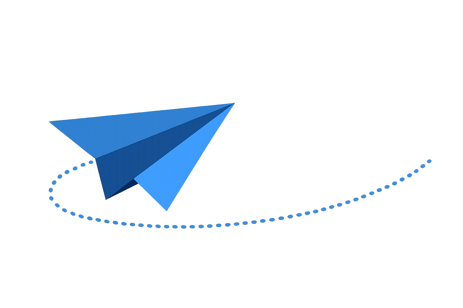 Paper airplane climbing away from a looping trail